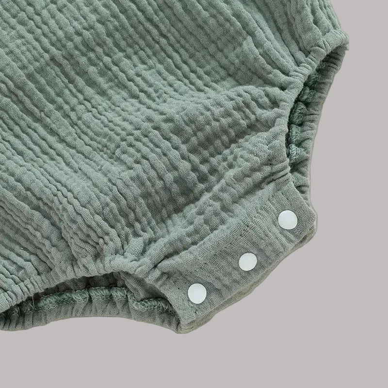 Babyromper med hängslen i bomull, ärmlös unisex.
