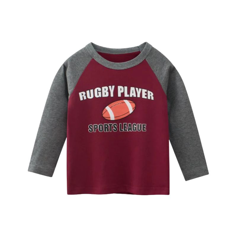 Barn Rugby Player långärmad T-shirts i bomull
