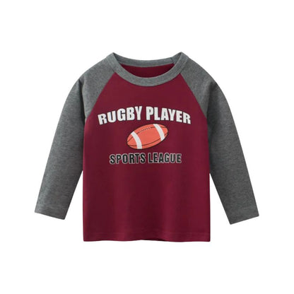 Barn Rugby Player långärmad T-shirts i bomull